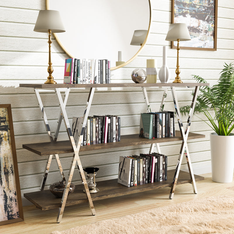 Triplett Contemporary Chrome Console Table