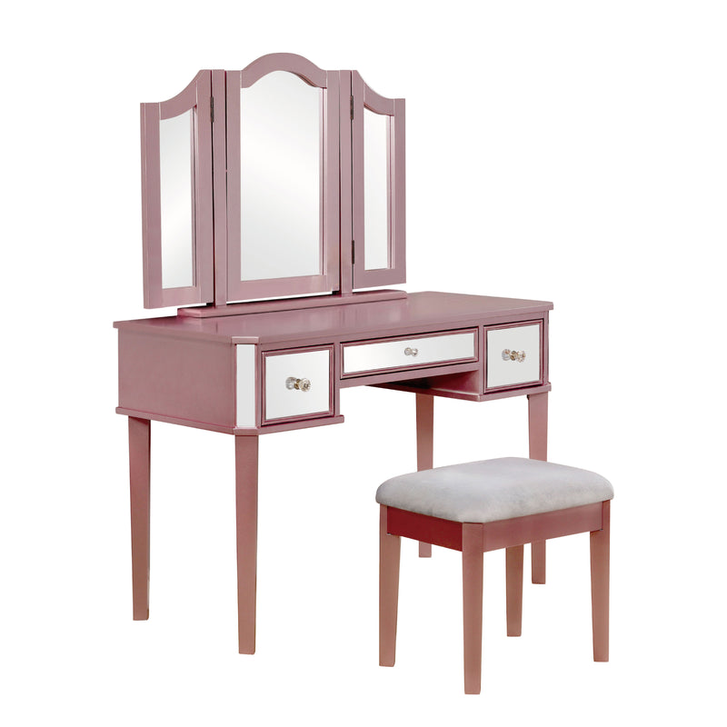 Myler Contemporary 2-Piece Mirrored Multi-Drawer Vanity Table Set
