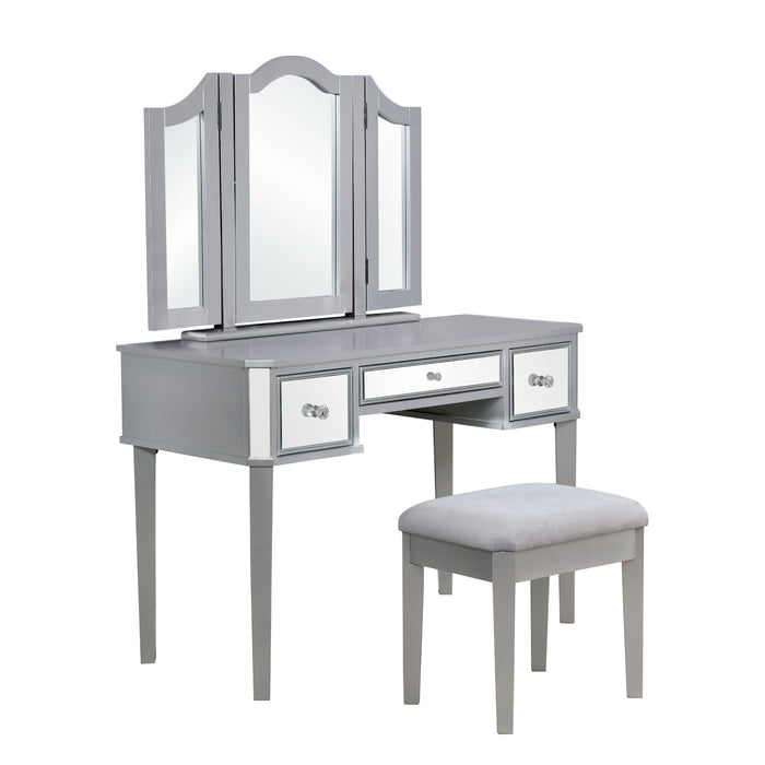 Myler Contemporary 2-Piece Mirrored Multi-Drawer Vanity Table Set