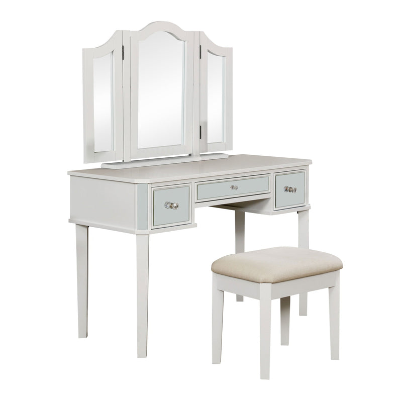 Myler Contemporary 2-Piece Mirrored Multi-Drawer Vanity Table Set