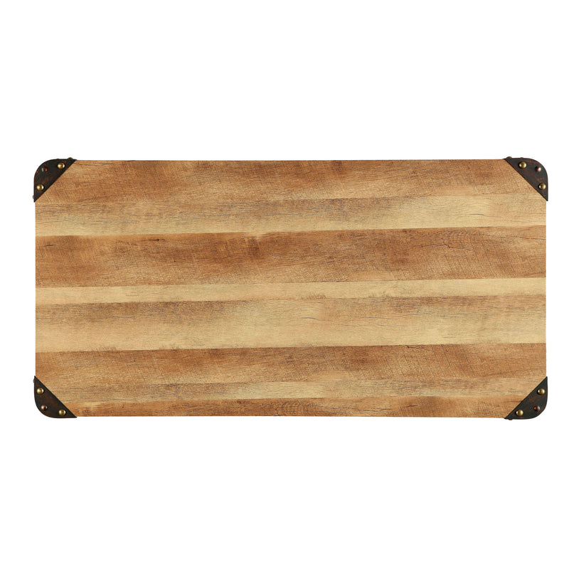 Salena Natural Top Bolted Edge & Antique Black Pipe Metal Desk