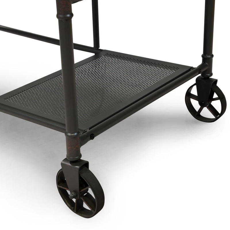 Salena Natural Top Bolted Edge & Antique Black Pipe Metal Desk