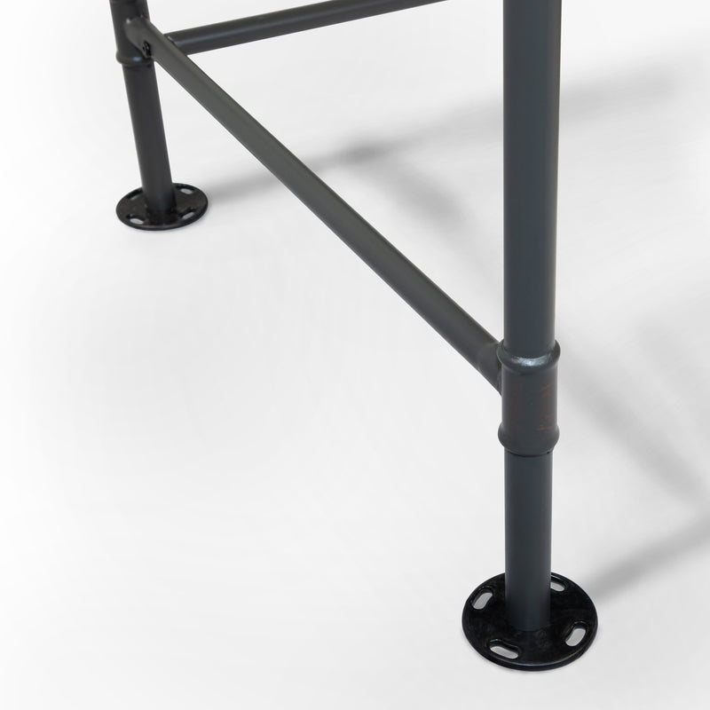 Salena Natural Top Bolted Edge & Antique Black Pipe Metal Desk