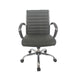 Straight-facing grey swivel chair against a white background. The standard height square back has channel tufting.