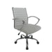 Right-angled white swivel chair against a white background. The standard height square back has channel tufting.