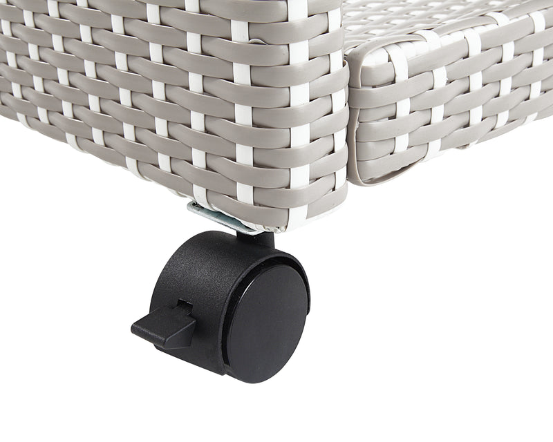 Shea Light Grey Wicker Outdoor 2-Piece Bar Cart and Towel Hamper Set