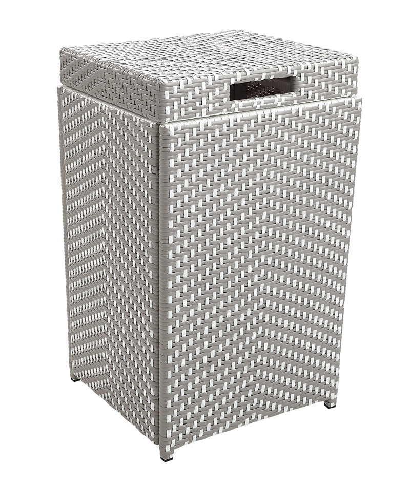 Shea Light Grey Wicker Outdoor 2-Piece Bar Cart and Towel Hamper Set