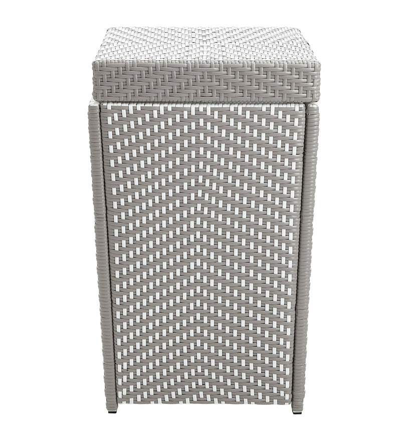 Shea Light Grey Wicker Outdoor 2-Piece Bar Cart and Towel Hamper Set