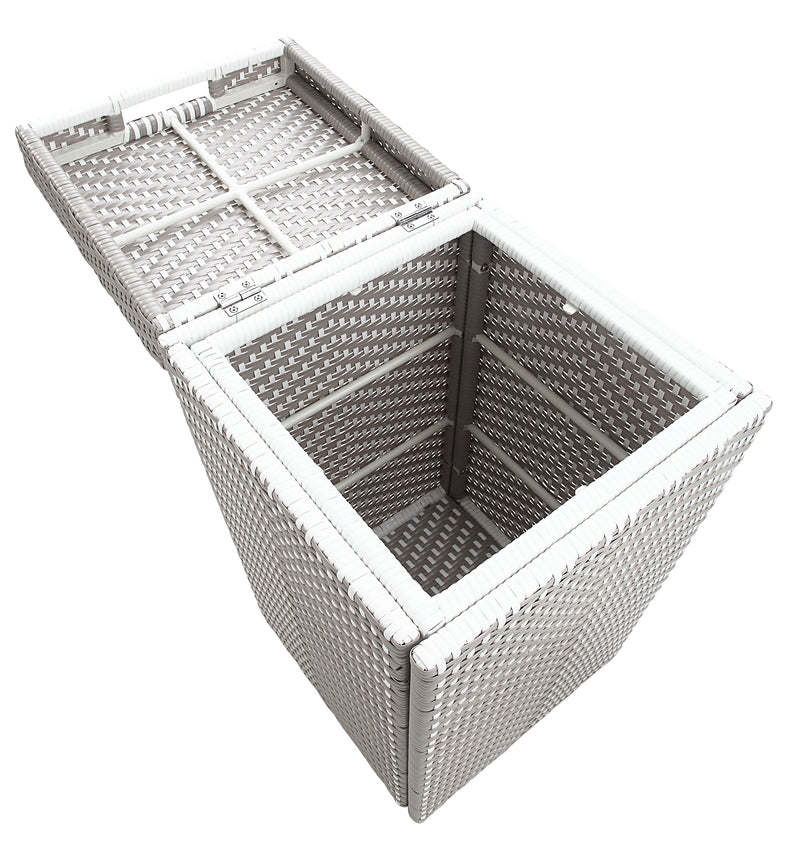 Shea Light Grey Wicker Outdoor 2-Piece Bar Cart and Towel Hamper Set