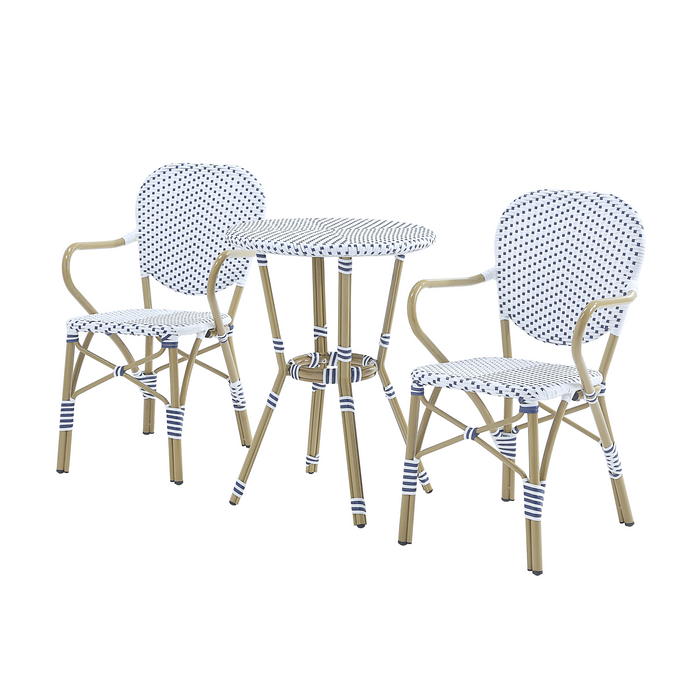 White 3-piece patio bistro set against a white background.