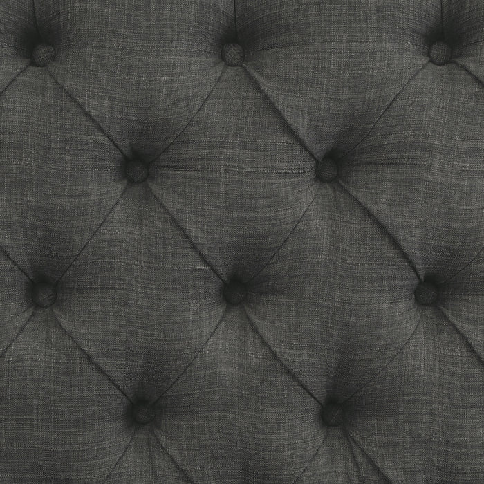 Swatch for ambrosia transitional gray nailhead trim fabric loveseat dining bench