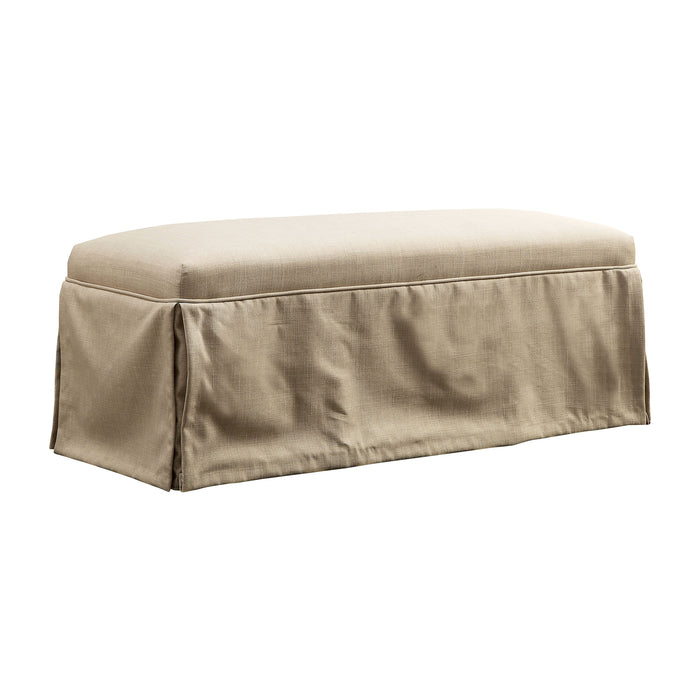 Brittana Farmhouse Linen-like Fabric Upholstered and Skirted Bench