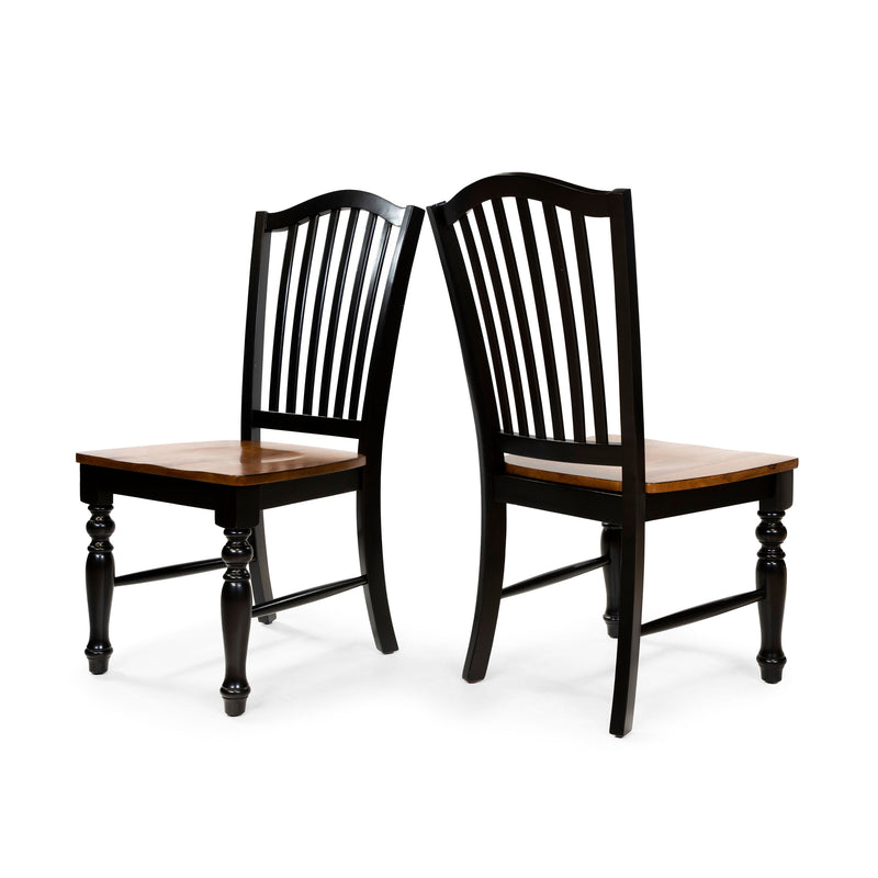 Mayville Country Style Black & Antique Oak Finish Dining Chairs