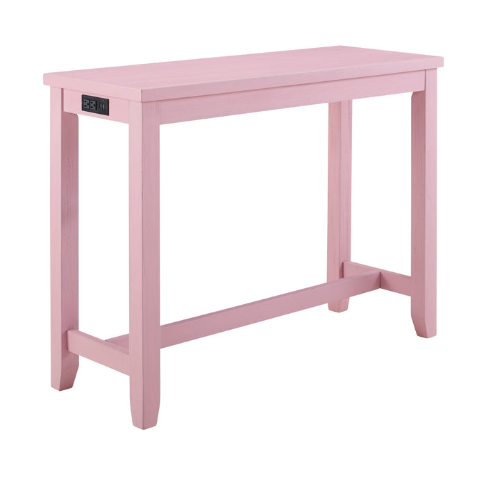 Eshan Antique Pink 3-Piece Counter Height Table Set with USB & Outlet