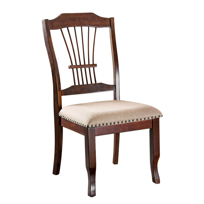 Redfern Brown Cherry & Beige Fabric Harp-back Dining Chairs (Set of 2)