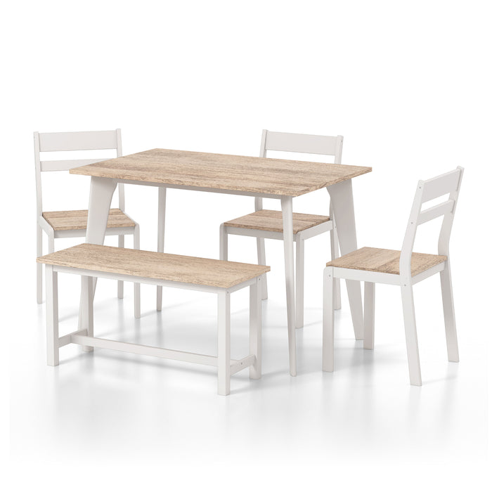 Haris White & Natural Eco-Friendly Rubberwood 5-Piece Dining Set