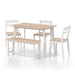 Haris White & Natural Eco-Friendly Rubberwood 5-Piece Dining Set