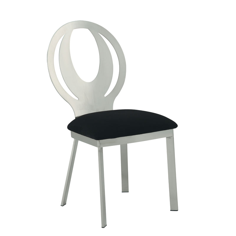 Ozzie Satin Plated & Black Microfiber Dining Chairs (Set of 2)