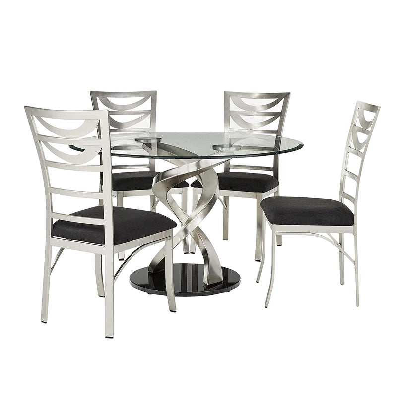 Roxo Modern Stain Plated 5-Piece Round Dining Set