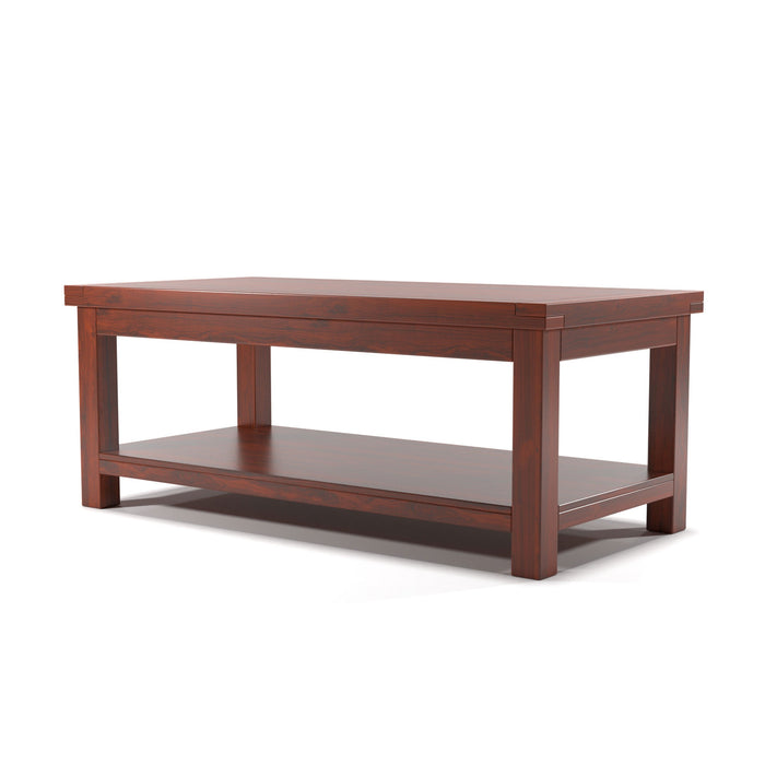 Estell Transitional Dark Cherry Finished Coffee Table with Lower Shelf