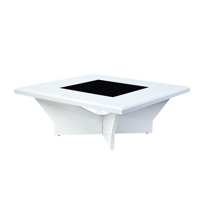 Romero Modern High Gloss White and Black Tempered Glass Coffee Table