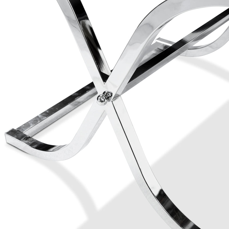 Pellias Glam Beveled Mirror Paneled and Chrome Finished Side Table