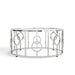 Front facing contemporary chrome and mirror coffee table on a white background