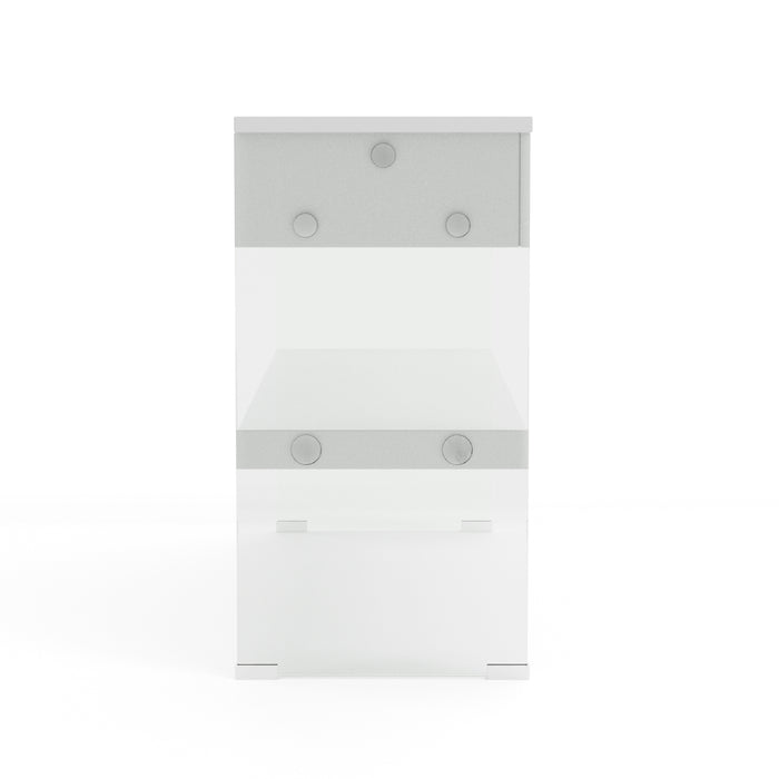 Lorenz White and Glass Panel Single-Drawer Open Shelf Sofa Table