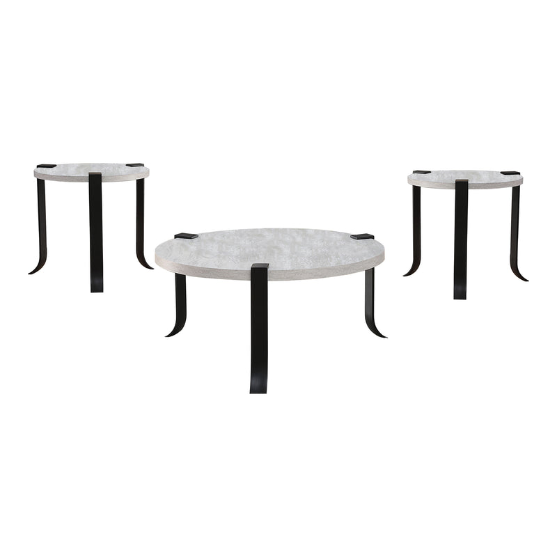 Reese Black Bracketted & Tri-leg Round 3-Piece Living Room Table Set