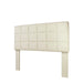 Left-angled biscuit tufted ivory flax flannelette upholstered full/queen headboard.