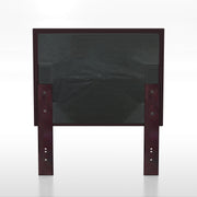 Backside of a purple flax flannelette upholstered headboard.