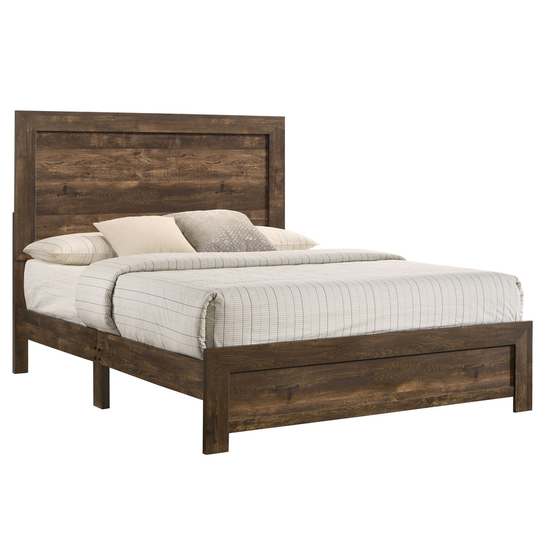 Right-angled rustic walnut panel bed against a white background.
