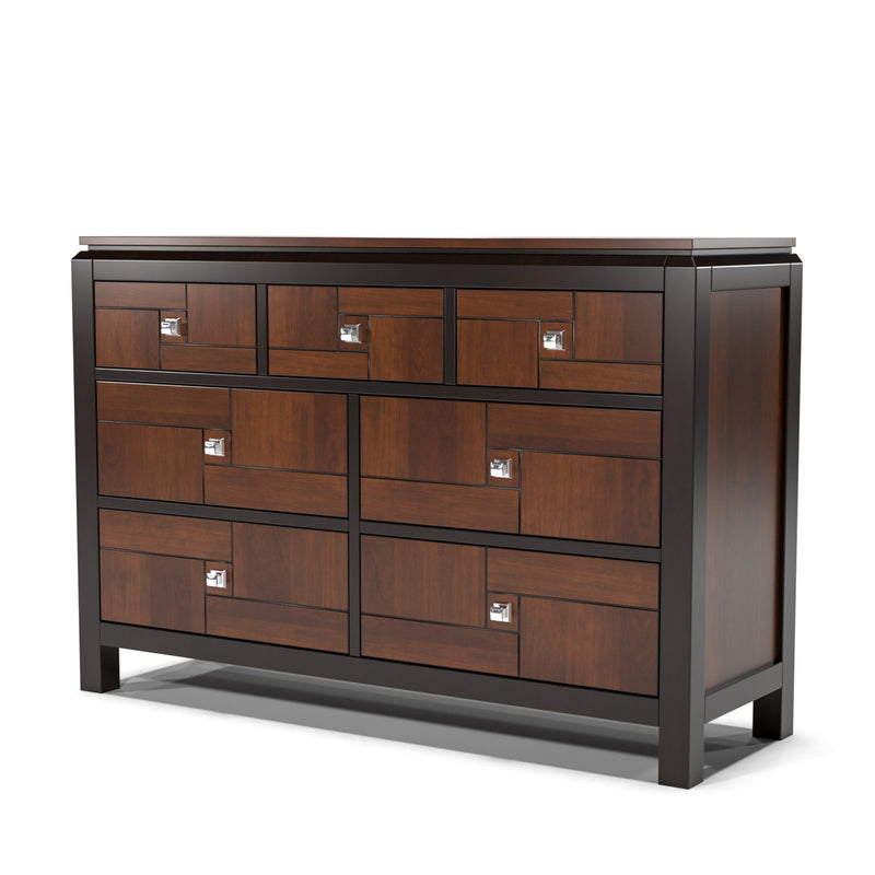 Patra Asian Contemporary Style Acacia and Walnut Finish Bedroom Dresser