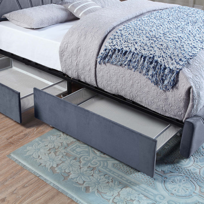 Camerota Glam Fabric Upholstered 4-drawer Storage Platform Bed
