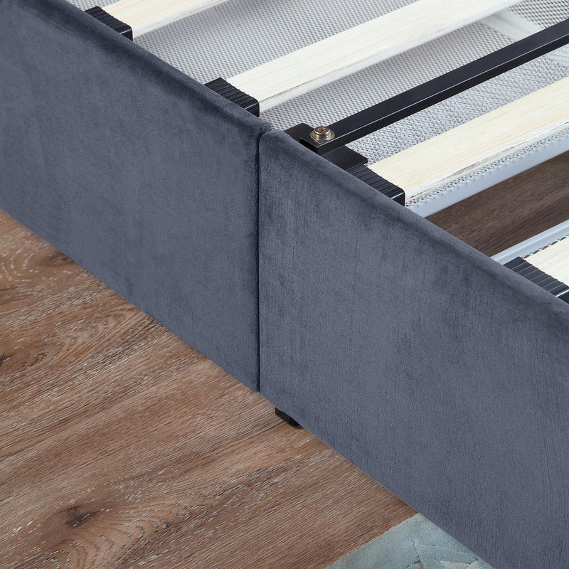 Camerota Glam Fabric Upholstered 4-drawer Storage Platform Bed