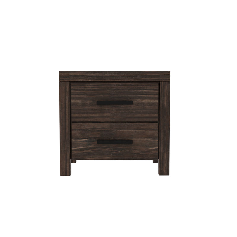 Nora Wire Brushed Rustic Brown Bar Handle 2-Drawer Nightstand