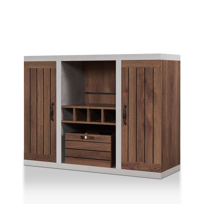 Siessa Industrial 4-Bottle Wine Bar Cabinet with Removable Crate