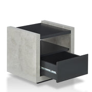 Tatro Black Concrete-Like Elevated Base End Table with Hidden Drawe
