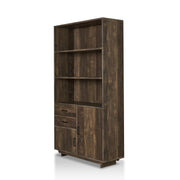 Jarlin Rustic Reclaimed Oak 6-shelf Drawer & Cabinet 70-inch Bookcase