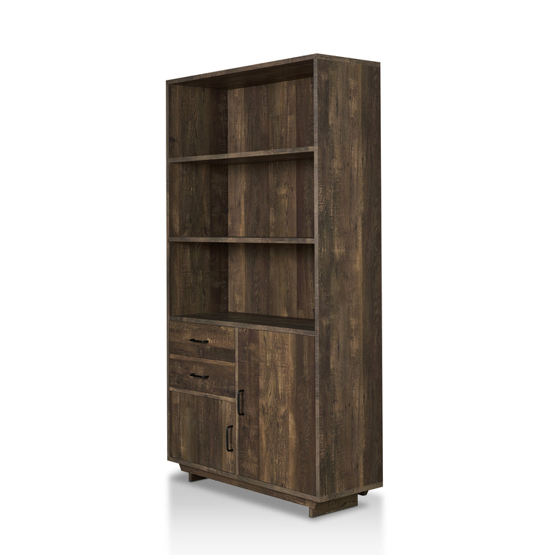 Jarlin Rustic Reclaimed Oak 6-shelf Drawer & Cabinet 70-inch Bookcase
