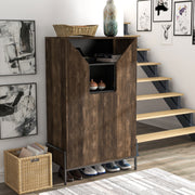 McCarron Reclaimed Oak Shoe Cabinet with Adjustable Shelves (14-Pairs)