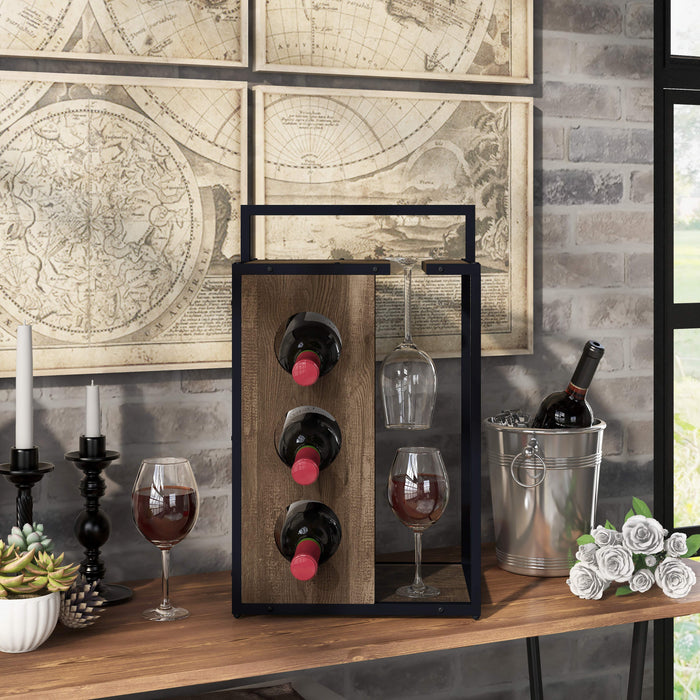 Harvan Industrial Reclaimed Oak Wine Rack