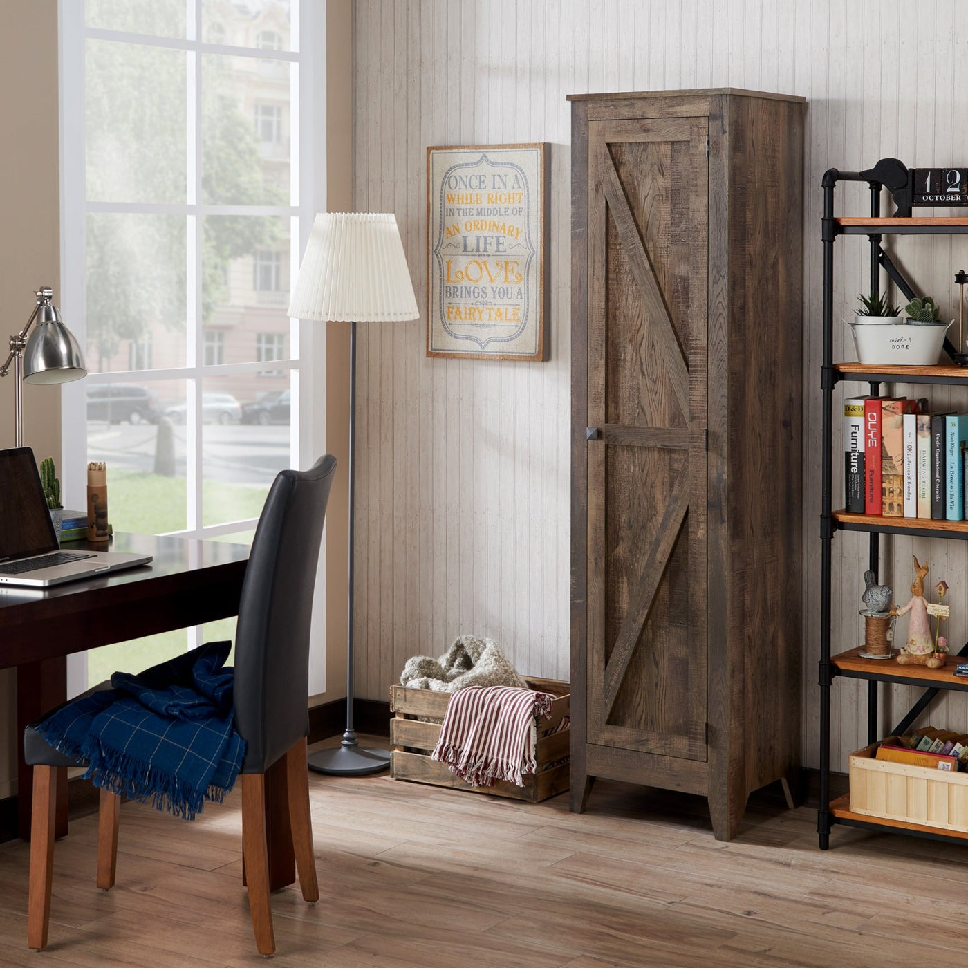 Conley Country Reclaimed Oak Compact 4-Shelved 70-inch Storage Cabinet ...