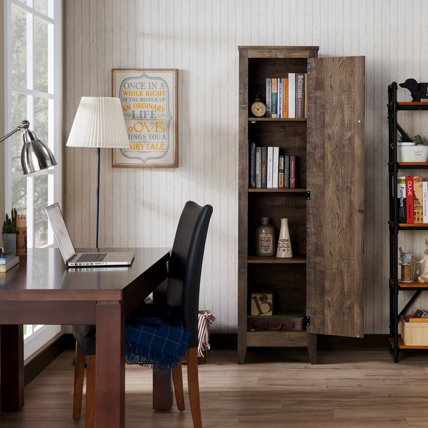 Conley Country Reclaimed Oak Compact 4-Shelved 70-inch Storage Cabinet ...