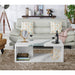 Pendergast White Faux Marble and Glass Insert Flat Base Coffee Table