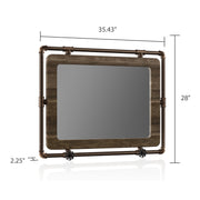 Right-angled industrial rectangular mirror on a white background with dimensions