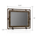 Right-angled industrial rectangular mirror on a white background with dimensions