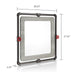 Right-angled industrial square mirror on a white background with dimensions