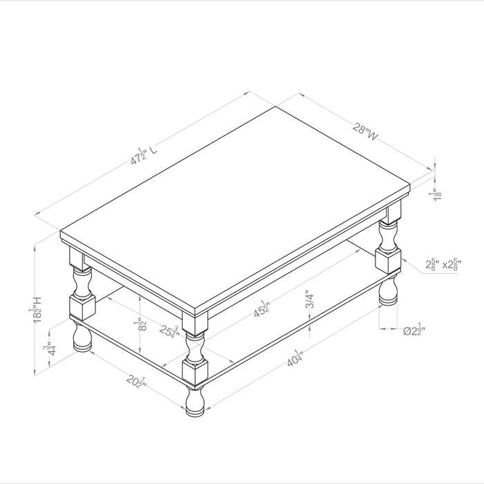 Dimensions for coffee table.