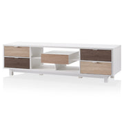 Kareene 4-Drawer Multi Storage Beige and White 7-inch TV Stand